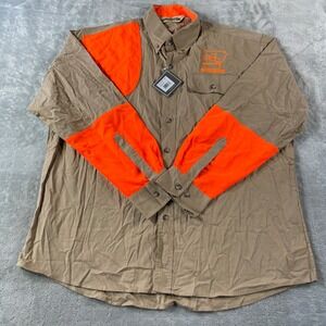 Bob Allen Hunting Shirt Mens XL Tan Orange Shooting Pad‎ Outdoor Woods